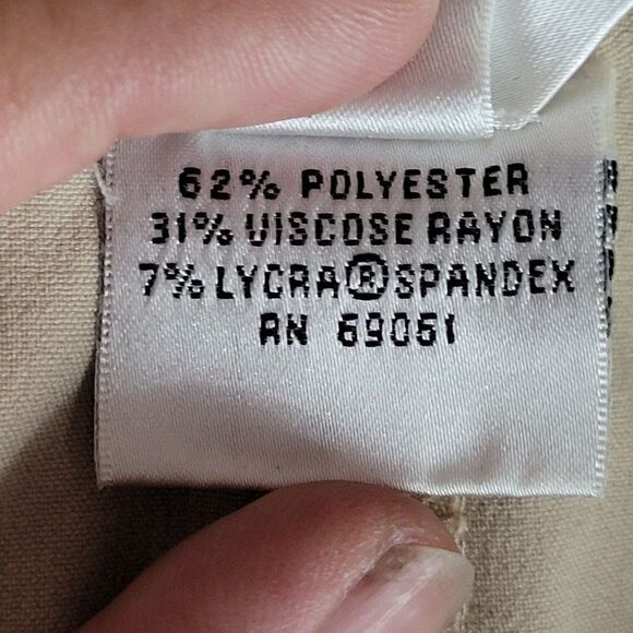 Vintage 90s Talbots High-Rise Stretch Dress Pants 8 Beige Tapered Split Hem - Picture 11 of 12